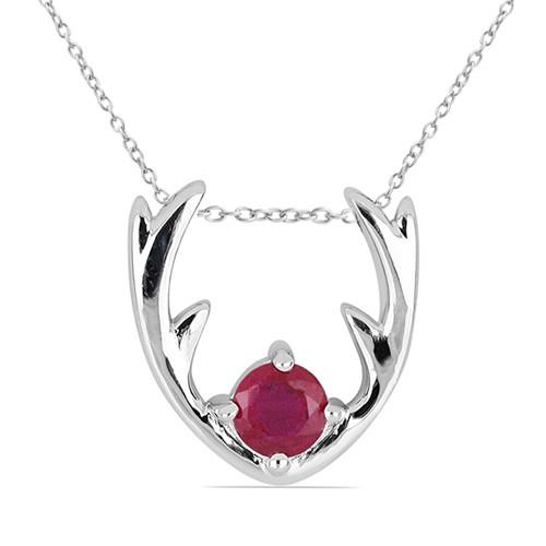 BUY STERLING SILVER GENUINE GLASS FILLED RUBY GEMSTONE PENDANT